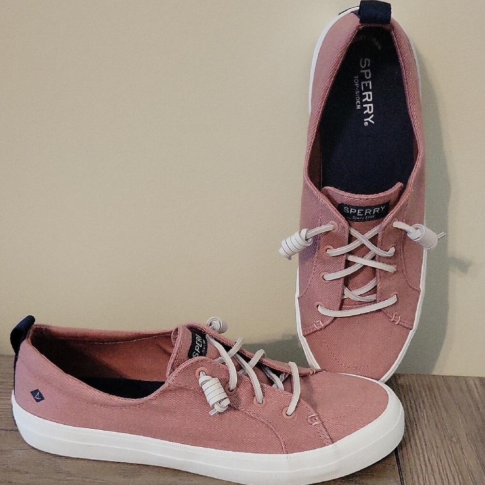 Sperry Rose Pink Low-Top Canvas Sneakers with White Sole